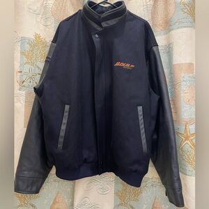 BSNF Railway Mens Varsity Leather Wool System Electrician Big Tall Jacket XXL